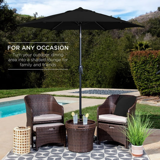 Albeoli Heavy-Duty Outdoor Market Patio Umbrella w/ Push Button Tilt, Easy Crank